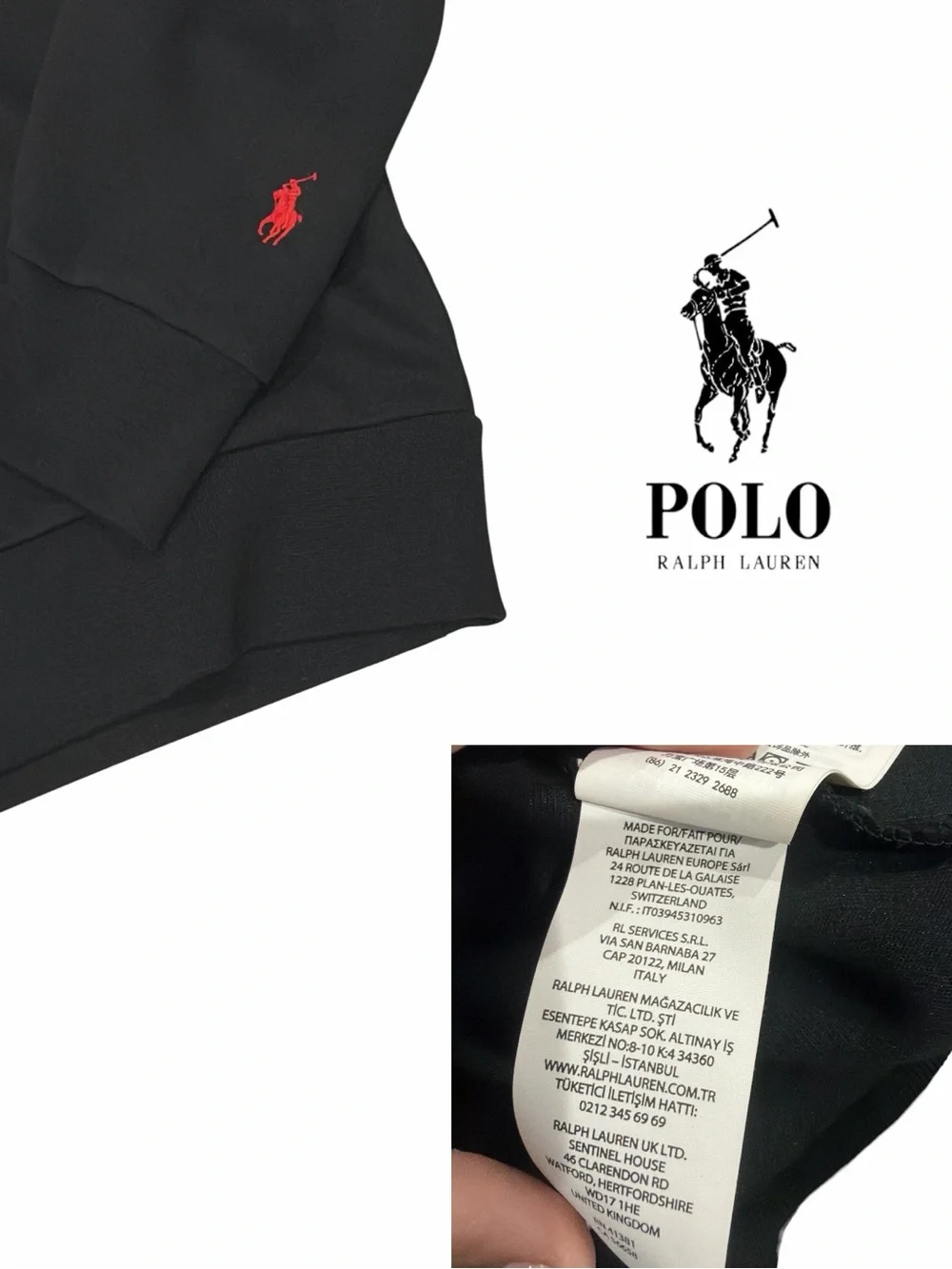 Polo Ralph Lauren Double Knit Black Quarter-Zip Sweatshirt - Size M